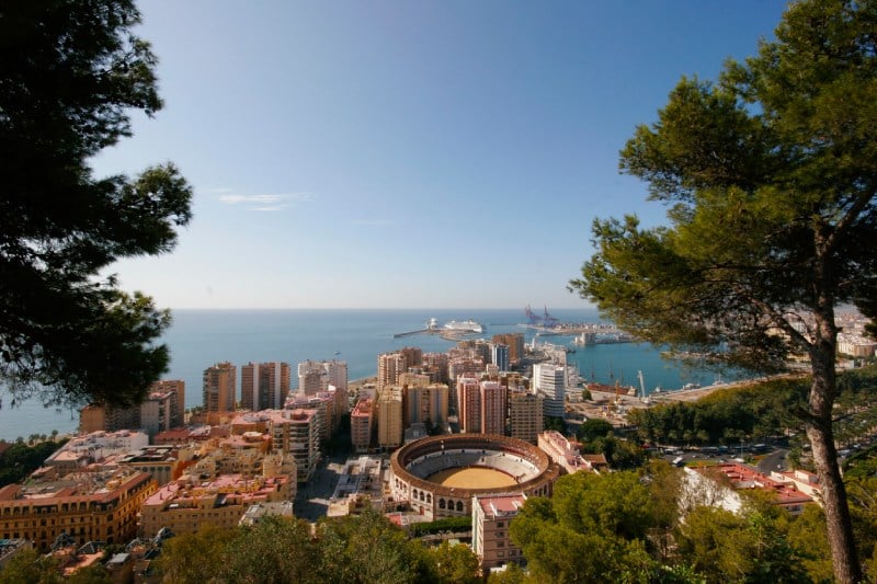 Malaga with bullring from Gibralfaro
